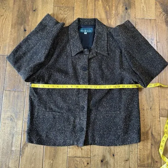 VTG Scott Taylor Womens Black Tweed Knit Blazer Jacket Size XL Button Front - Picture 4 of 6